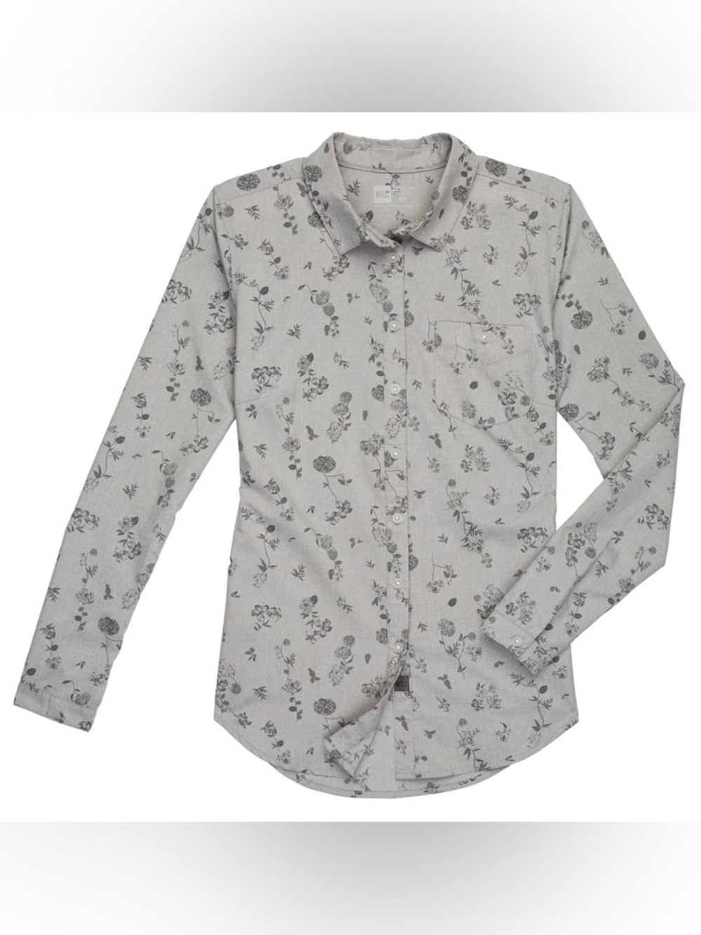 MEC  Light Gray Floral Button-Up Shirt, Sz XL